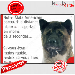 Akita USA tête, plaque humour "distance niche-portail" 24 cm 3S