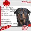 Rottweiler, plaque humour "parcourt distance Niche - Portail" 24 cm