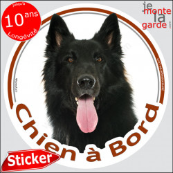 Berger Belge Groenendael Tête, sticker autocollant rond "Chien à Bord" Disque photo adhésif vitre voiture