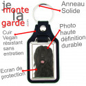 Porte-Clefs cuir vegan, photo Briard noir