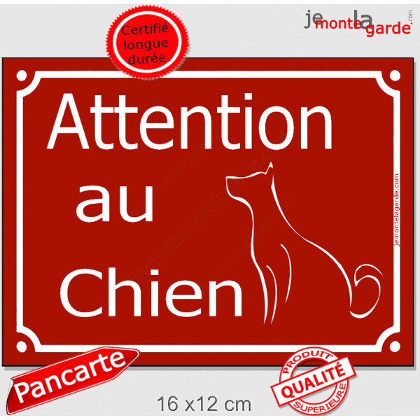 "Attention au Chien" Plaque de Rue Bordeaux Rouge Basque panneau affiche pancarte portail