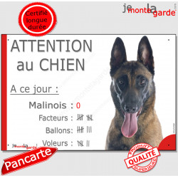 Berger Belge Malinois, Pancarte Portail photo humour "Attention au Chien, Nombre de Voleurs, ballons, facteurs " affiche panneau