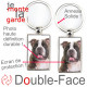 Porte-Clefs métallique double face photo American Bully bringé, idée cadeau porte clés fer acier