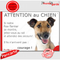 Fox-Terrier, plaque humour "Jetez Vous au Sol, Attention au Chien" 24 cm JET