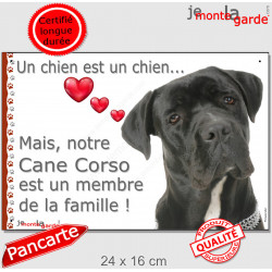 Cane Corso Noir, plaque photo "Membre de la Famille" 24 cm LOVE