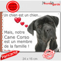 Cane Corso Noir, plaque photo "Membre de la Famille" 24 cm LOVE