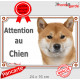 Shiba Inu fauve Tête, plaque portail "Attention au Chien" pancarte panneau orange marron photo