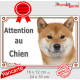 Shiba Inu fauve Tête, plaque portail "Attention au Chien" pancarte panneau orange marron photo