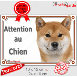 Shiba Inu fauve Tête, plaque portail "Attention au Chien" pancarte panneau orange marron photo