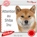 Shiba Inu, autocollant "Attention au Chien" 16 cm