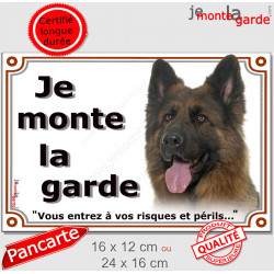 Berger Allemand Poil Long ancien type, Plaque portail "Je Monte la Garde, panneau, risques périls" photo Altdeutsche Schäferhund