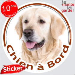 Golden Retriever, sticker voiture "Chien à Bord" 14 cm