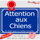 "Attention aux ChienS, Un chien peut en cacher un autre..." pancarte portail drôle bleue au pluriel affichera humour