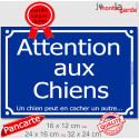 Plaque bleue pluriel "Attention aux Chiens, Un chien peut en cacher un autre... " humour 3 tailles D