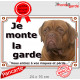 Dogue de Bordeaux masque face rouge, Plaque portail "Je monte la garde, risques périls" pancarte photo attention au chien 