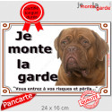 Dogue de Bordeaux, plaque portail "Je Monte la Garde" 24 cm LUX