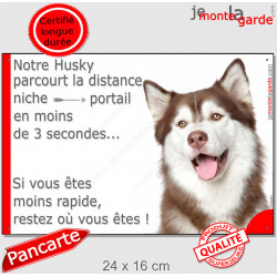 Husky marron Tête, Plaque Portail distance niche-portail 3 secondes, pancarte, affiche panneau