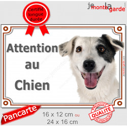 Jack Russell blanc cocard Tête, plaque portail "Attention au Chien" 2 tailles LUX A