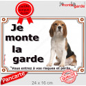 Beagle, plaque portail "Je Monte la Garde" 24 cm