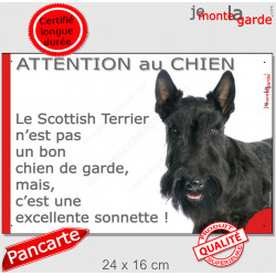 plaque portail humour "Attention au Chien, le Scottish Terrier noir garde est une sonnette" pancarte photo