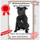 Staffie noir Assis Plaque Portail Verticale "Attention au Chien, pas sans autorisation" pancarte panneau photo