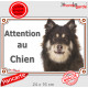 Chien Finnois de Laponie Chocolat, plaque portail "Attention au Chien" pancarte panneau photo Suomenlapinkoira