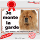 Chow-Chow fauve orange Tête, plaque portail "Je Monte la Garde, risques et périls" pancarte panneau photo attention au chien