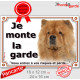 Chow-Chow fauve orange Tête, plaque portail "Je Monte la Garde, risques et périls" pancarte panneau photo attention au chien