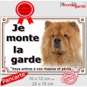 Chow-Chow, plaque portail "Je Monte la Garde" 2 tailles LUX D