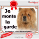 Chow-Chow fauve orange Tête, plaque portail "Je Monte la Garde, risques et périls" pancarte panneau photo attention au chien