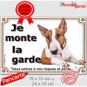 Bull Terrier fauve, plaque portail "Je Monte la Garde" 2 Tailles LUX D