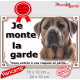 Cane Corso Italiano fauve marron, plaque portail "Je Monte la Garde, risques et périls" pancarte photo attention au Chien