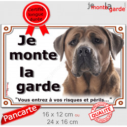 Cane Corso fauve, plaque portail "Je Monte la Garde" 2 tailles LUX D