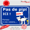 Plaque bleue exterieur "Pas de pipi ICI !" 2 tailles D