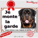 Rottweiler XL, plaque portail "Je Monte la Garde" 24 cm LUX D