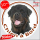 Rottweiler Tête, sticker autocollant rond "Chien à Bord" Disque adhésif vitre voiture photo