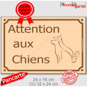 Plaque Portail "Attention aux Chiens" Rue Beige pluriel 2 tailles D