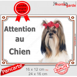 Shih-Tzu Kiki, plaque portail "Attention au Chien" 2 tailles LUXE C