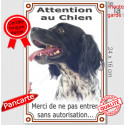 Epagneul Breton, plaque verticale "Attention au Chien" 24 cm VL