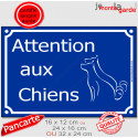 Plaque bleue pluriel "Attention auX ChienS" au pluriel 3 tailles D