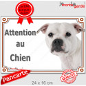 Staffie blanc, plaque portail "Attention au Chien" 24 cm LUX