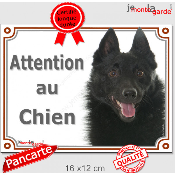 Schipperke Tête, Plaque portail "Attention au Chien" panneau affiche pancarte photo