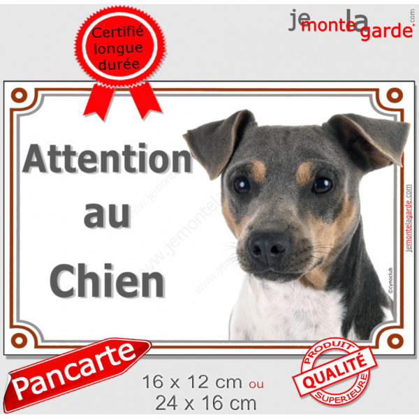 Terrier Brésilien Tête, plaque portail "Attention au Chien" 2 tailles pancarte panneau