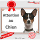 Basenji tricolore, plaque portail "Attention au Chien" pancarte panneau photo