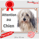 Terrier du Tibet fauve poils longs Tête, plaque portail "Attention au Chien" pancarte panneau photo tibétain sable beige