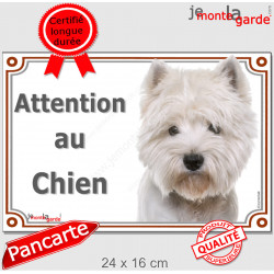 Westie toiletté, plaque portail "Attention au Chien" pancarte panneau photo Westy épilé 