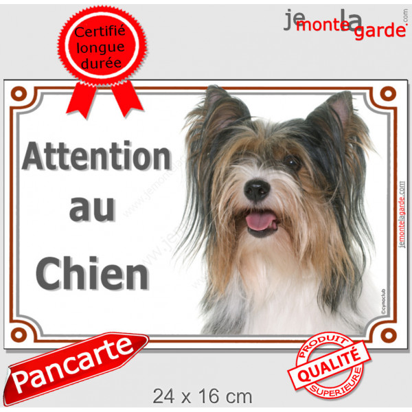 Yorkshire Terrier Biewer tête plaque portail "Attention au Chien" pancarte entrée, panneau photo race York