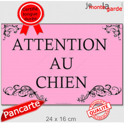 Baroque Princesse Rose, Plaque Portail Attention au Chien, pancarte, affiche panneau