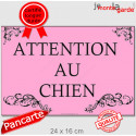 Plaque portail "Attention au Chien" Baroque Rose 24 cm