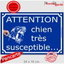 Plaque Portail bleue humour "Chien Très Susceptible" 24 cm FUN